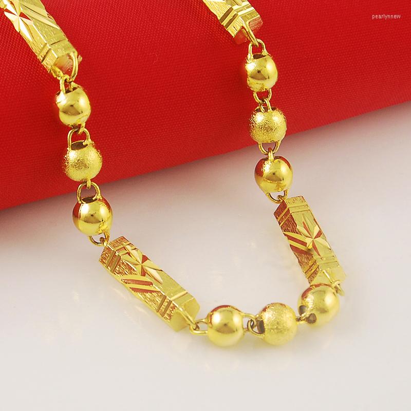 

Chains High Quality And Vintage Women Men Wedding Party Jewelry Accessories 24k Gold Beads & Sections Chain Necklace JP053