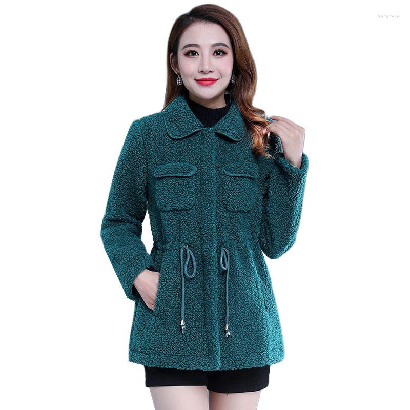 

Women's Fur Winter Faux Jacket Women's 2022 Korean Loose Lambswool Grain Fleece Warm Outwear Female Casual Tops Ladies Overcoat, Green