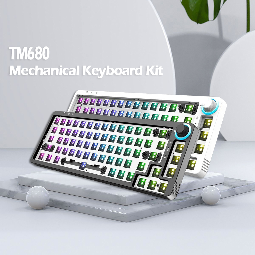 

Keyboards KF068/TM680 Swap Mechanical DIY Kit Wireless Bluetooth 3 Mode Compatiable3/5 Pins Cherry Switches Knob RGB 221031