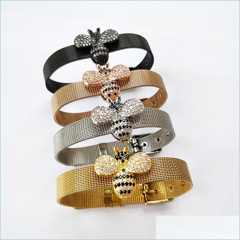 

Chain Fashion Bee Inspired Jewelry Bangle Bumble Bead Watch Belt Cz Micro Pave Insect Charm Bracelet Drop Delivery 2022 Bracelets Dh0Fy