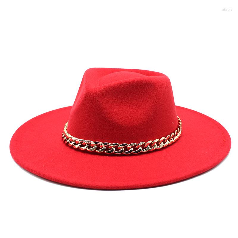 

Berets Water Drop Hat Top Woolen Concave Big Brim 9cm Ladies Chain Felt 2022 Fedora
