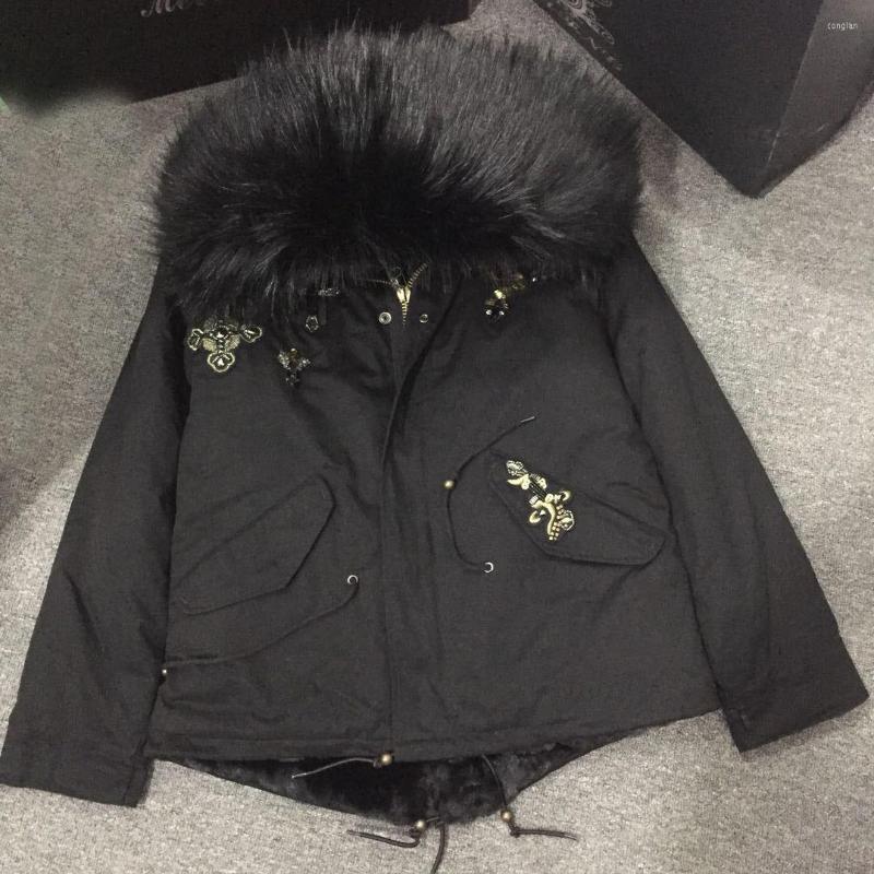 

Women' Fur High Quality Women Fashion Light And Warm Down Jackets Winter Hooded Zipper Waist Adjustable, Black