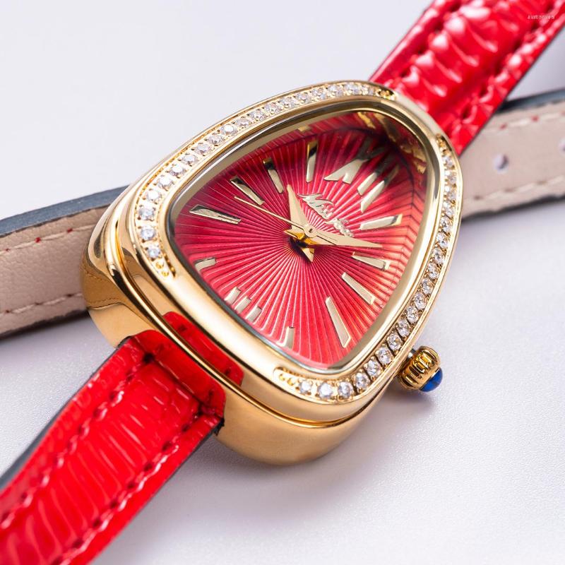 

Wristwatches MISSFOX Fashion Woman Watch Long Band Watches Ladies Party Women Quartz Leather Wrist Gift Clock, Picture shown