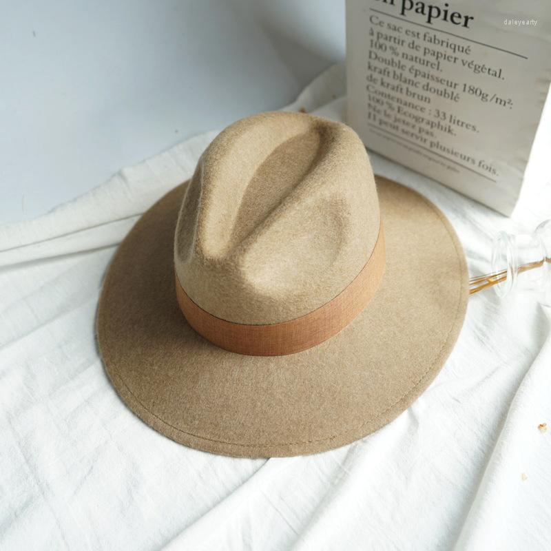 

Berets 202211-panshi-moka Classic Drop Winter Solid Grace Mocha Colour Wool Fedoras Hat Cap Men Women Leisure, Khaki
