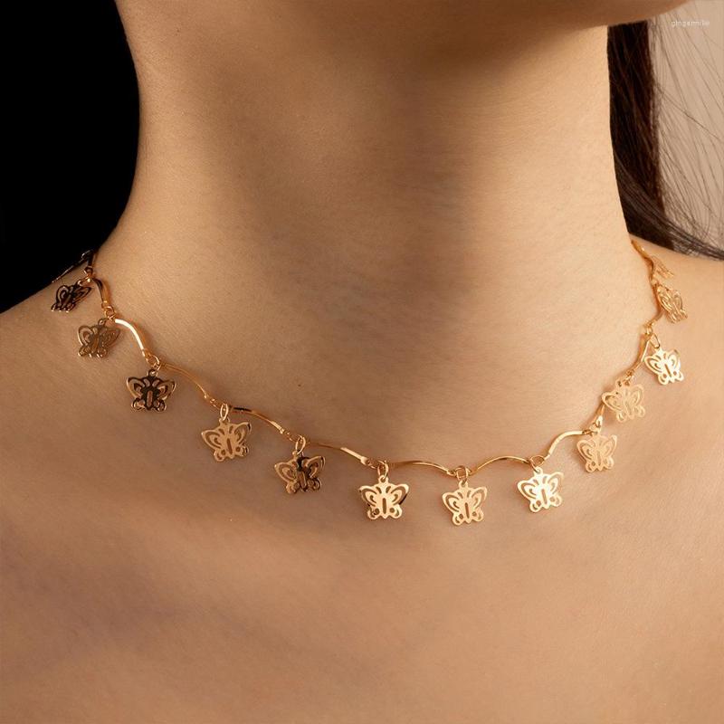 

Choker Bohemia Simple Elegant Gold Color Chain Leaf Flower Butterfly Charm Necklace Jewelry Collares Mujer Collier