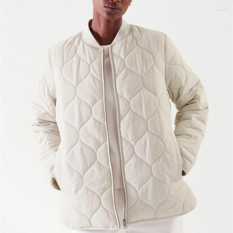 

Women's Trench Coats Women's Autumn And Winter Women's Solid Color Diamond Grid Cotton Coat Zipper Ladies Casual Loose Long-sleeved, Black