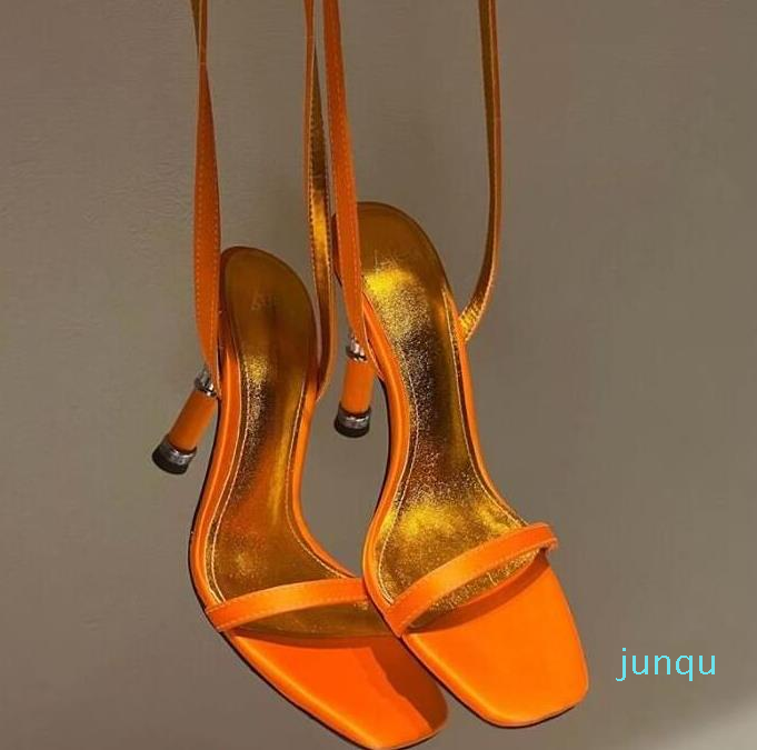 

Alevi Milano high-heeled Sandals shoes crystal-spool designers party Dress shoe Metal Cylindrical Heel Buckle Luxury Sexy Fashion 11CM Women's High Heels 051