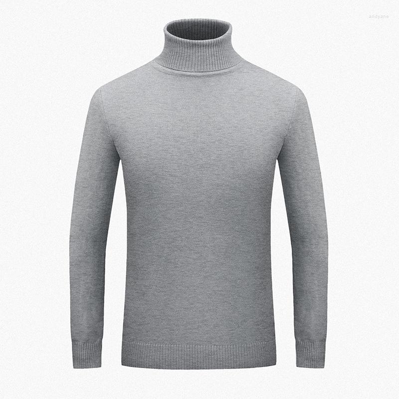 

Men's Sweaters Autumn And Winter Men's High Collar Solid Sweater Fashion Slim Fit Warm Pullover Men Rollneck Knitted, Black