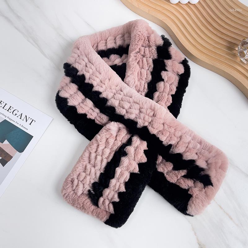 

Scarves Pudi Women Real Fur Scarf Winter Girl Female Knitted Shawl Ring SF217