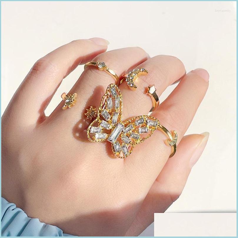 

Cluster Rings Cluster Rings Vintage Boho Crystal Butterfly Set For Women Zircon Leaves Stars Geometric Knuckle Finger Ring Wedding P Dh01E