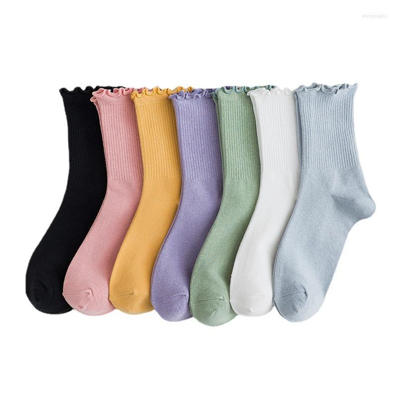 

Women Socks Fashion Color Solid Cotton Woman Girls Casual Yellow White Green Pink Purple, Black