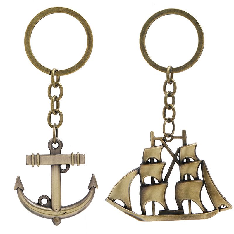 

Bronze Sailboat Keychain Vintage Anchor Pendant Personalized Gift Fashion Accessory Keyring RRA420