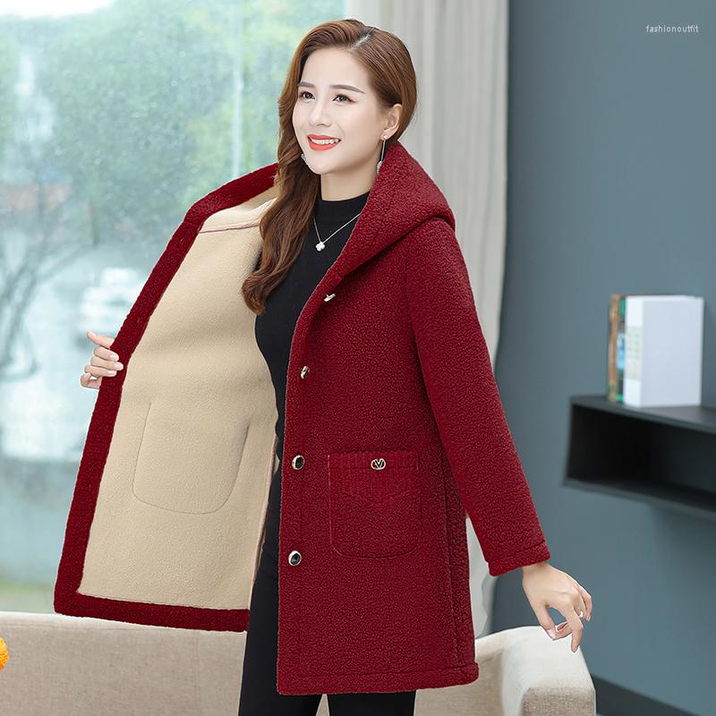 

Women's Fur Mother's Wear Grain Velvet Overcoat Fashion Loose Casual Lamb Wool Parka Women Autumn Winter Jacket Pie Overcome Female 5XL, Brown