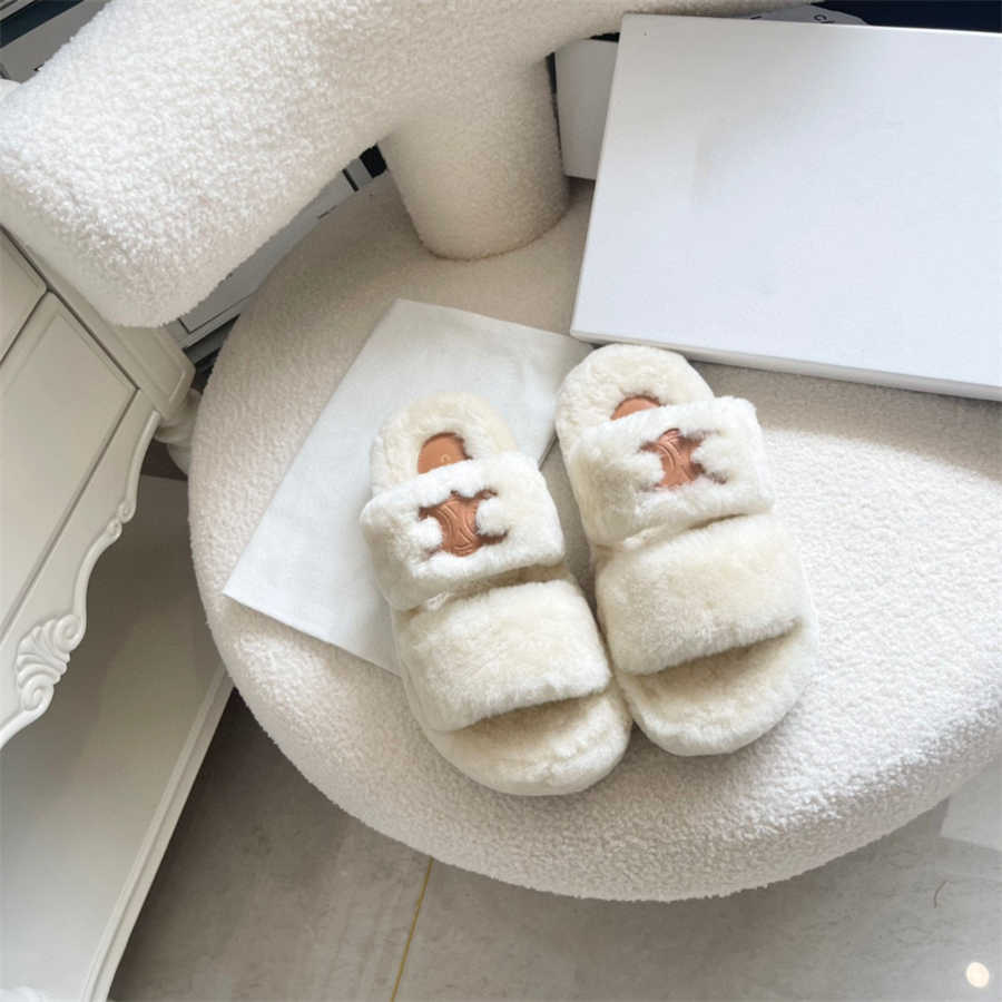 

Fur slippers Designer uGGity women shoes winter Casual wool slipper warm plush, Black