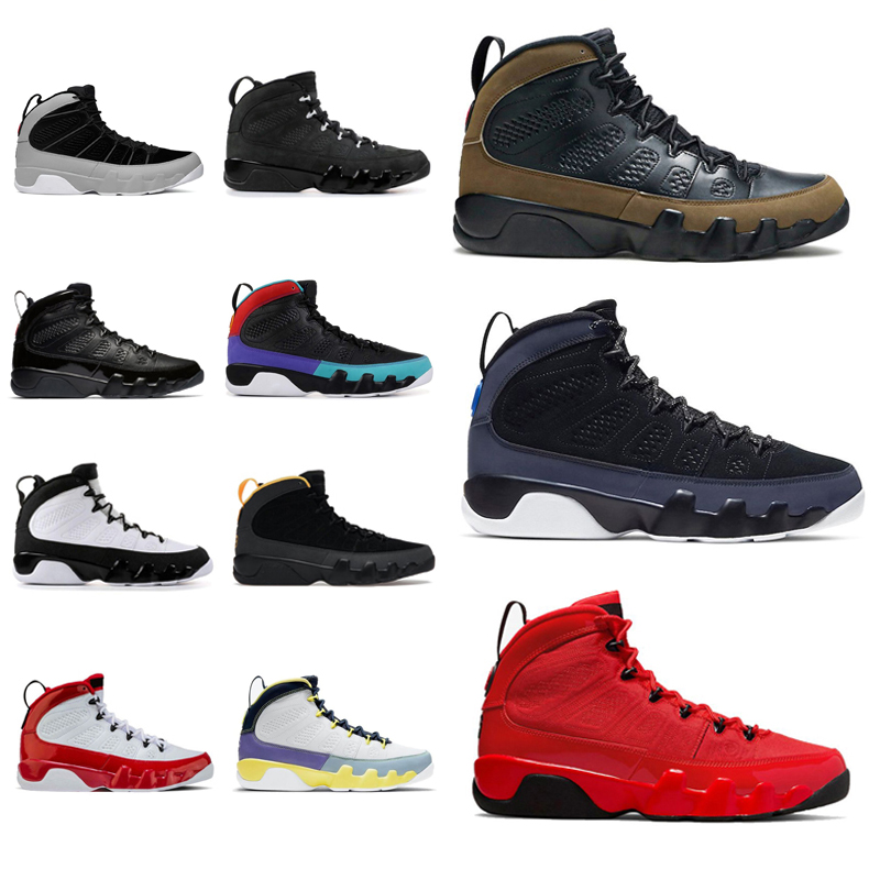 

men 9s Basketball Shoes Jumpman 9 Fir Red Particle Grey Olive Pearl Blue Anthracite Outdoor jogging Mens Trainers Sports Sneakers