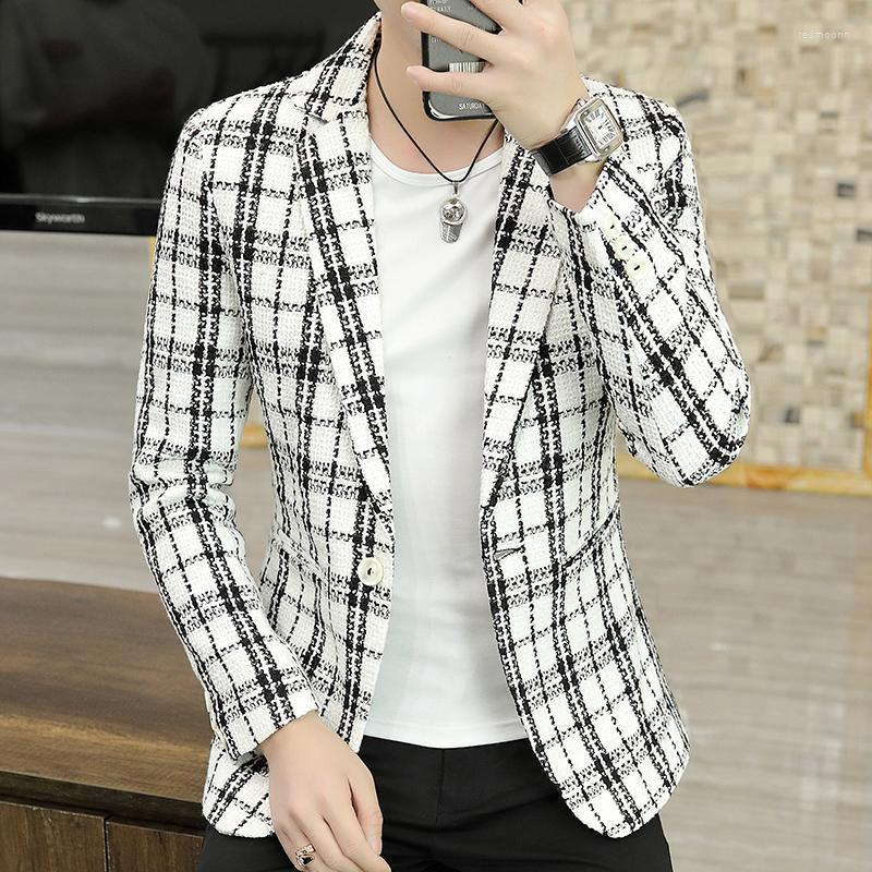 

Men's Suits Men's & Blazers Mens Slim Fit For Men Business Formal Blazer Wedding Suit Jackets Male Fashion Plaid JacketMen's, White