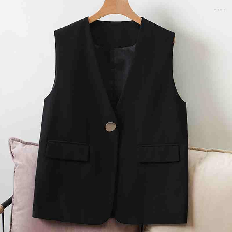 

Women' Vests 2022 Jacket Women Blazer Gilet Sleeveless Vest Fashion Casual Streetwear Short Woman Waistcoat Tops Veste Femme Y694, Black