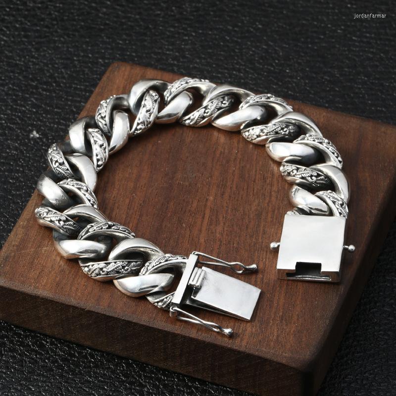 

Link Bracelets Real 925 Sterling Silver Color Men Women Bangle Width 7mm Simeple Friendship Bracelet Thai Jewelry Gifts