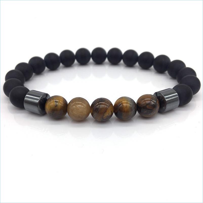 

Beaded Fashion New Men Jewelry 8Mm Matte Bead With Column Hematite Bracelet For Women Charm Gift Drop Delivery 2022 Bracelets Dh3Mr