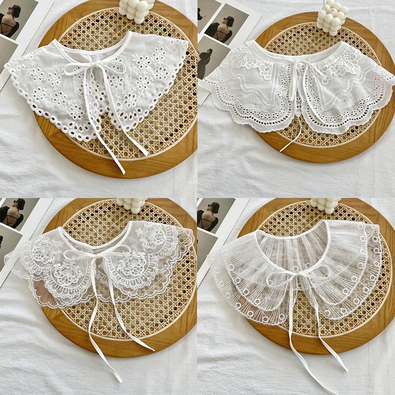 

Bow Ties Floral Embroidered Fake Collar Shawl For Women Suit Neckwear Laple False Girls Female Shirt Sweater Detachable