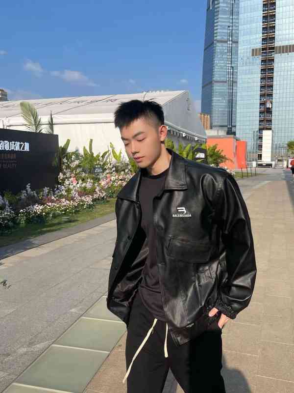 

Paris Home Leather Motorcycle Coat Loose Fashion High Street Versatile Couple Casual Black Bomber Jacket, Black (children)