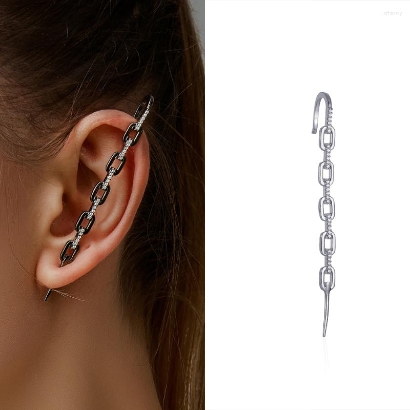 

Backs Earrings Simple Personality One Word Slash Chain Design Pierced Ear Pin Surround Contour Bone Clip Hook