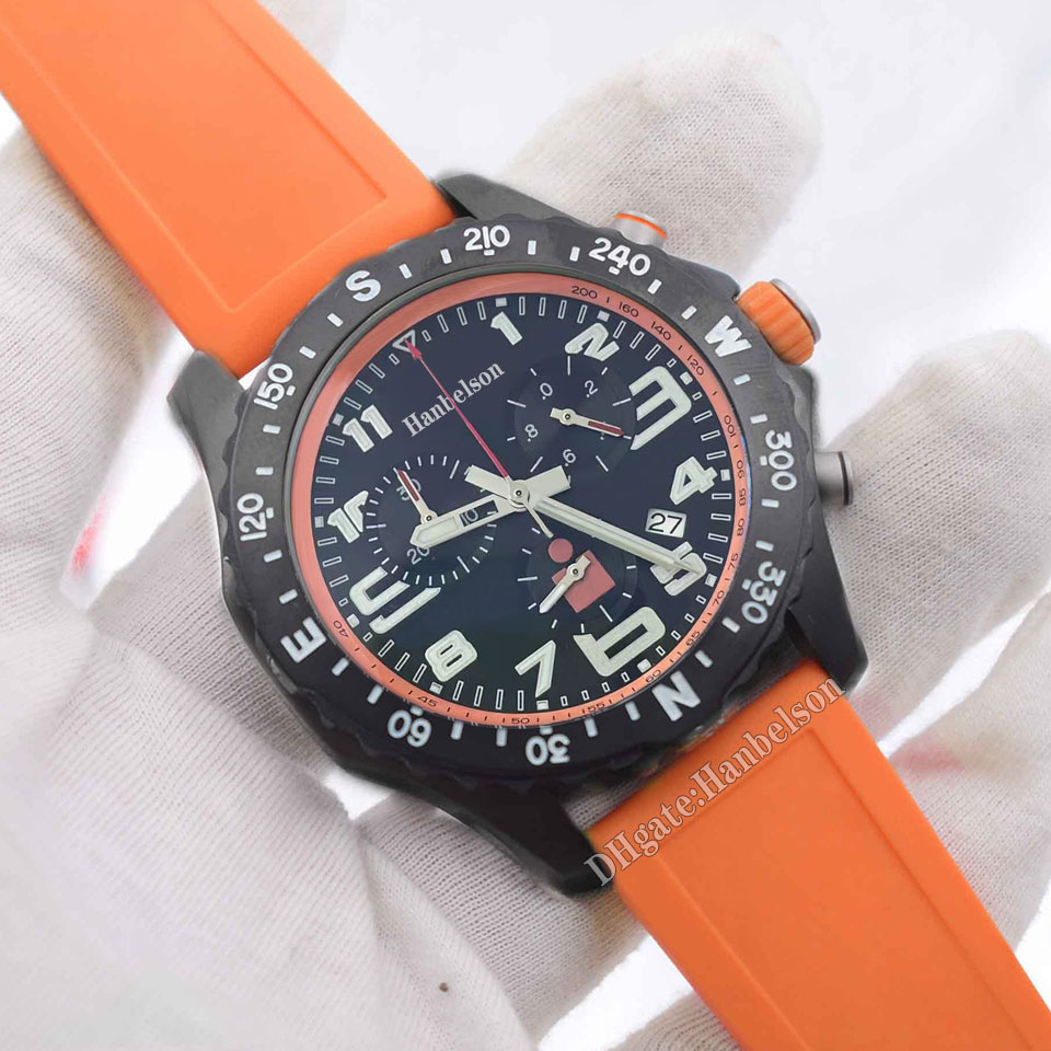 

1884 mens watch Montre de luxe VK Quartz movement stainless steel orange dial Rubber strap relojes lujo para hombre Chronograph Watches Sport Wristwatch, Silver case orange strap
