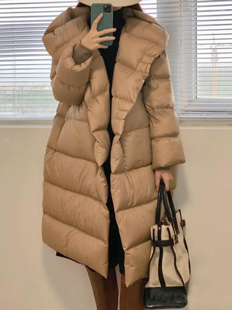 

Women' Trench Coats Thick Warm Down Jacket Women' Winter 2022 Oversized Casual Long Coat Female High Street Bat Sleeve Loose Parkas, Black