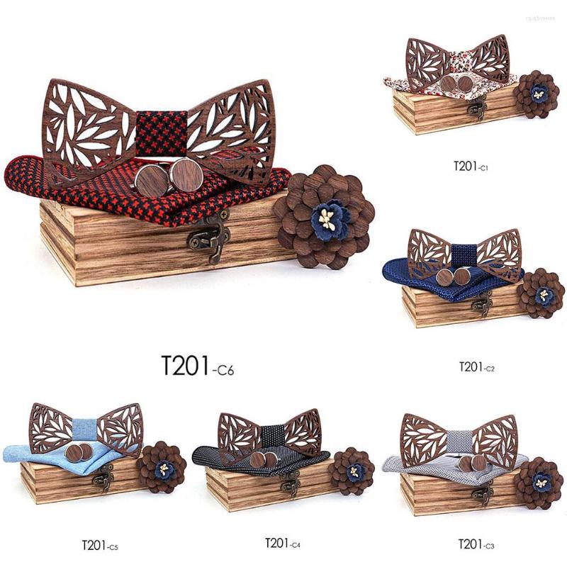 

Bow Ties Men Wooden Tie Set And Handkerchief Bowtie Necktie Cravate Homme Noeud Papillon Man Corbatas Hombre Pajarita