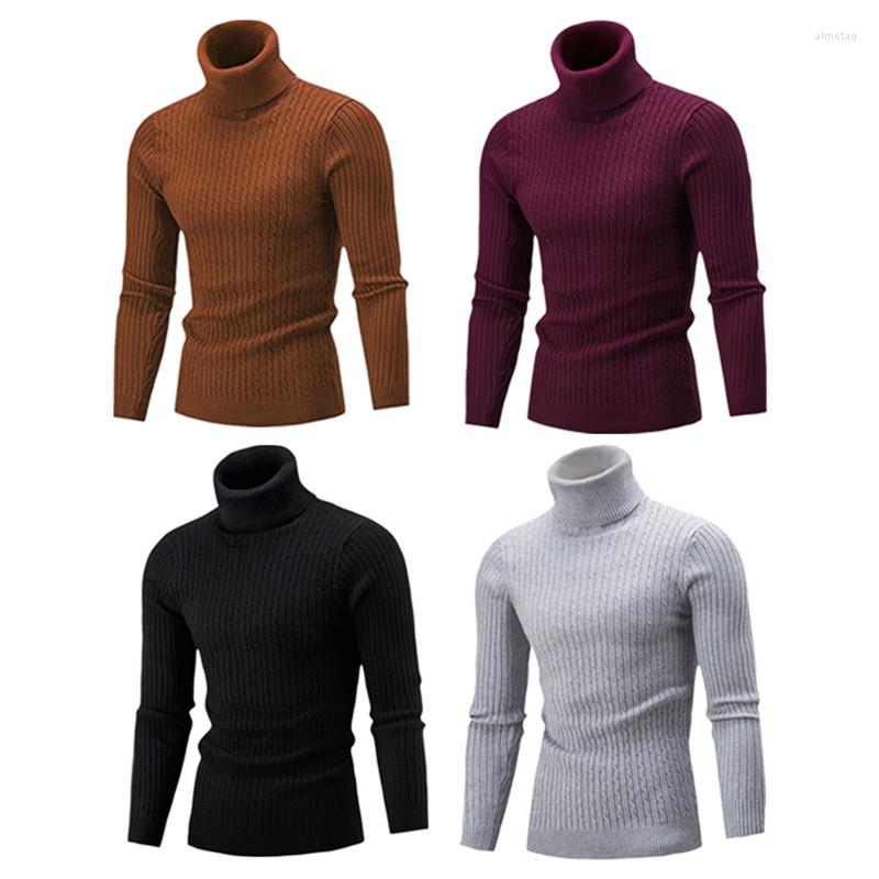 

Men's Sweaters WEIRDO Autumn Winter Men's Turtleneck Sweater Knitting Pullovers Rollneck Knitted Warm Men Jumper Slim Fit, Wine red