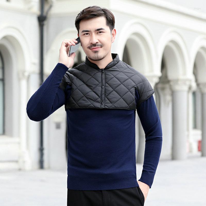

Men's Vests Autumn Winter Shoulder Pad Puffer Vest Men Warm Lightweight Short Weskit Man Black Padded Waistcoat Puff Quilted 2022, Round collar