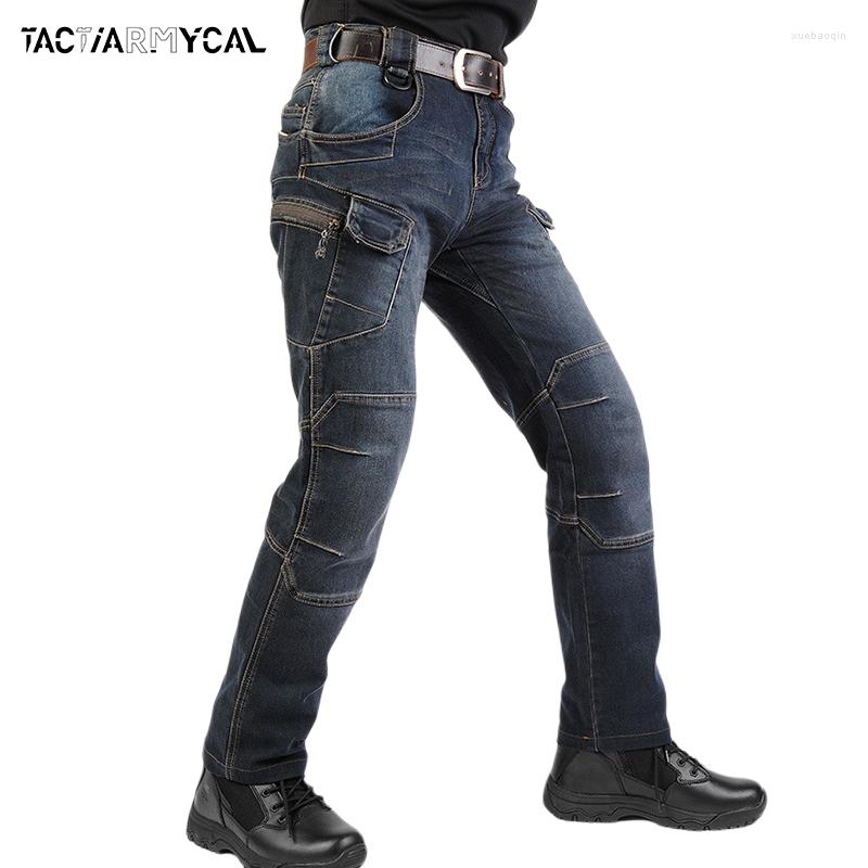 

Men's Jeans Casual Men Pants Autumn Military Tactical Denim Trousers Multi Pockets Cargo Slim Fit Stretch Mens, Style b