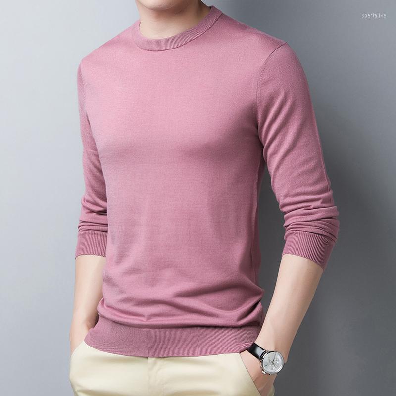 

Men' Sweaters Male Silk Wool Sweater High Quality O-Neck Solid Color Man Jumpers Long Sleeve Slim 15 Colors For Choice, Black