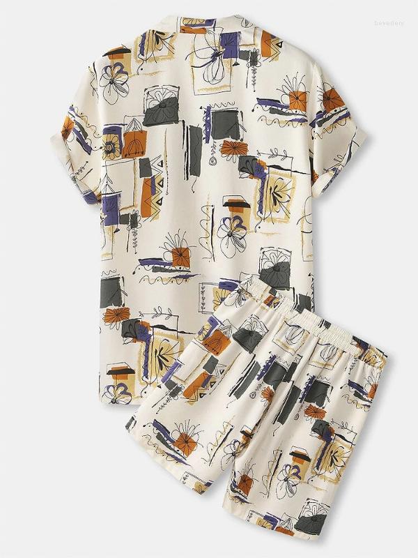 

Men' Tracksuits Men Outfit Set 2022 Men' Casual Loose Beach Suit Fashion Printed Short Sleeve Shirt And Shorts 2 Sets Clothing