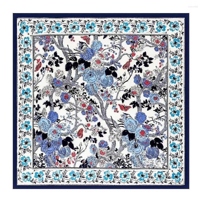 

Scarves Twill Silk Square Scarf Women Headband Female High Quality 130 130CM Shawls Pashmina Floral Printed