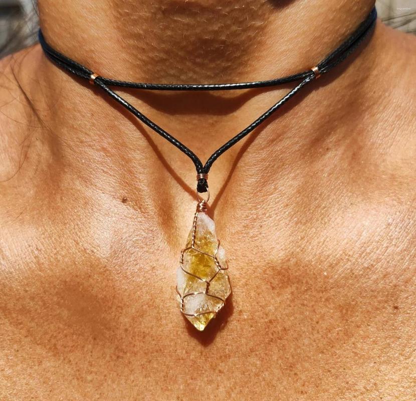 

Choker Amethyst Rough Necklace Crystal Point Pendant Healing Stones Boho
