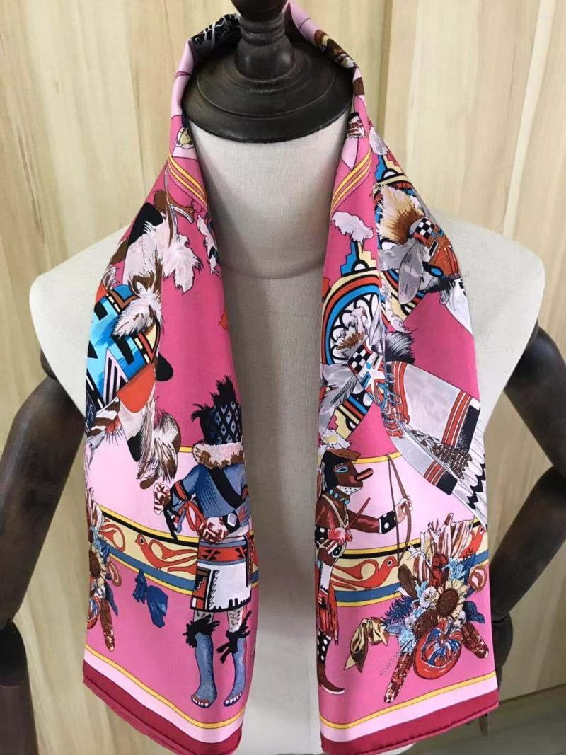 

Scarves 2022 Arrival Winter Autumn Pink Pure Silk Scarf Twill Hand Made Roll 90 Cm Shawl Wrap For Women Lady