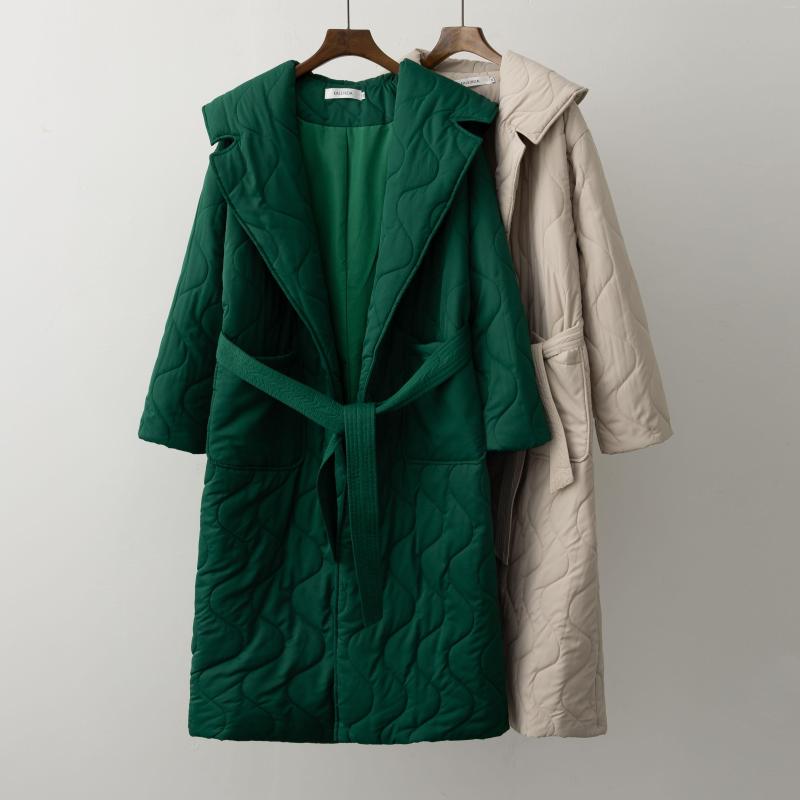 

Women's Trench Coats 2022 Winter Coat Rhombus Pattern Casual Sashes Women Parkas Deep Pockets Tailored Collar Stylish Outerwear, Black