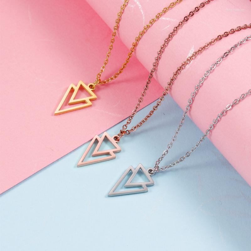 

Pendant Necklaces Fnixtar 10Pcs/Lot Mirror Polished Hollow Trangles Stainless Steel Cable Chain For Womens Mens Lovers