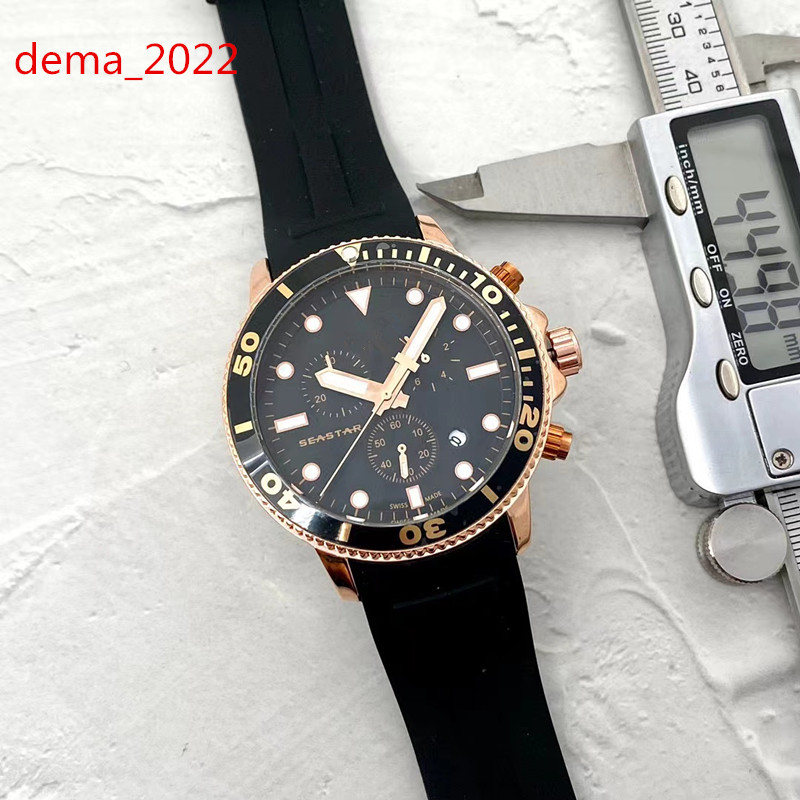 

Designer men's watch 45mm quartz mechanical classic three eye multi-function timing leisure sports watch waterproof, 45mm-3