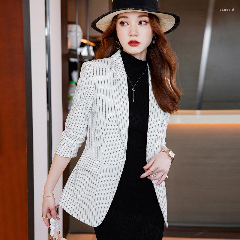

Women' Suits Elegant Striped Women Business Blazers Jackets Coat Long Sleeve Autumn Winter Formal OL Styles Professional Tops Blaser, Blue blazer coat