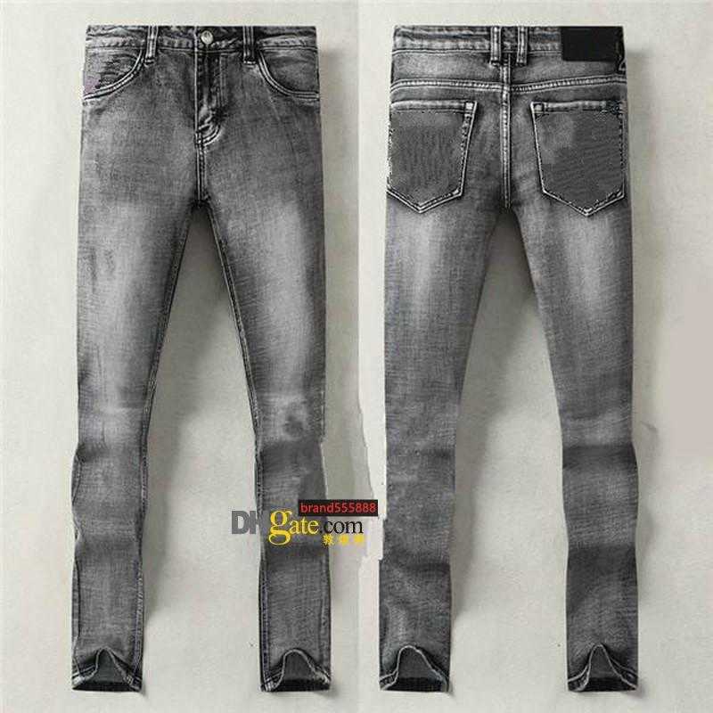 

Luxury Winter Autumn Mens Jeans Gray Bags Designer Brand Famous Slim-leg Pants Men Elastic Black Friday High qualityTrousers Washed Casual, Gray g