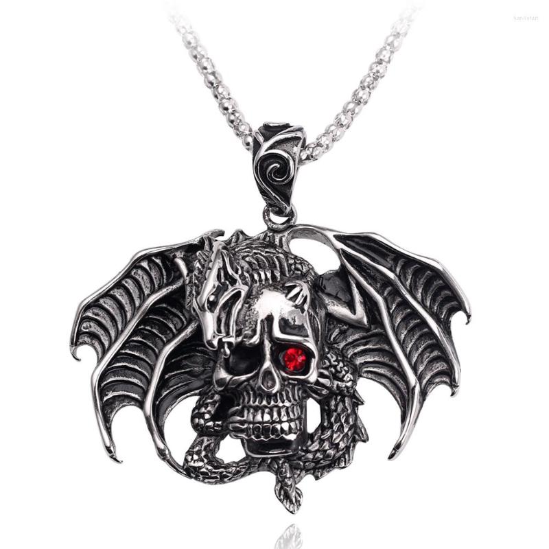 

Pendant Necklaces Wholesale 5 Pcs Dragon Skeleton Gothic Luck Satanism Occult Metal Vintage Hellfire Punk Necklace