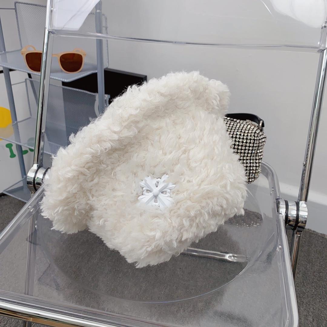 

Korean White Plush Woven Knitted Hat Women's Autumn and Winter Fashionable Warm Fur Caps Subnet Red Style, Aspic