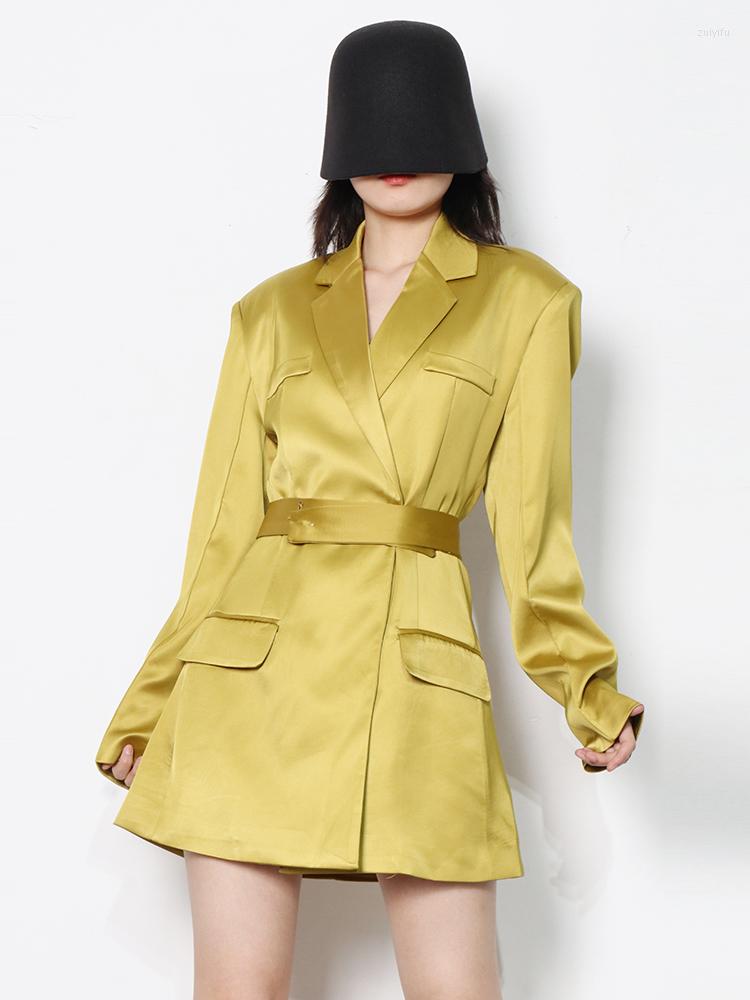 

Casual Dresses Office Formal Women Dress Gold Color Belt Long Sleeve High Waist Minimalist Mini Female Fashion Clothing Style, White