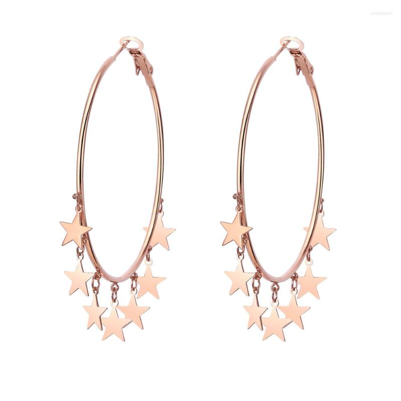 

Hoop Earrings Stainless Steel Multi Small Star Heart Tassels Big Round For Women 2022 Fashion Party Jewelry Simple Design
