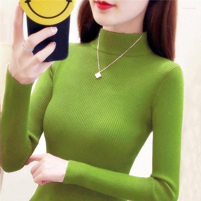 

Women's Sweaters Autumn Winter Half Turtleneck Sweater Women's 2022 Loose Basic Pure Color Wild Knitted Bottoming Shirt Soft Stretch T01, Caramel