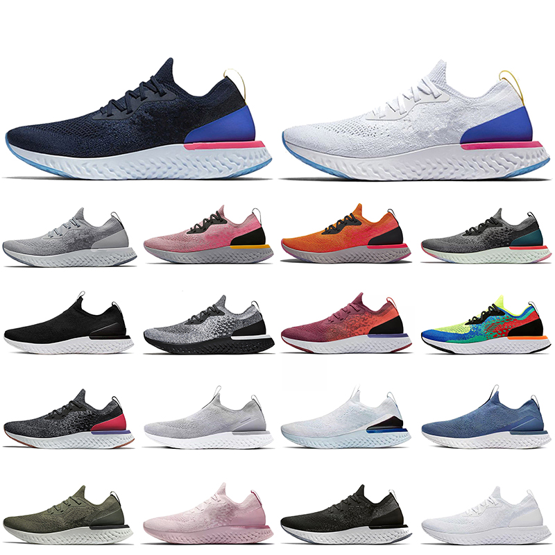 

Running Shoes Epic React Fly Knit V1 V2 Women Mens Trainers Slip On Lacesless Loafers Leisure Sport Sneakers Triple Black Whte Blue Olive Orange Pink Outdoor Sports, #35 grey red 36-40