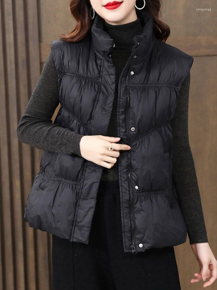 

Women' Vests 2023 Women Winter Ultra Light 90% White Duck Down Coat Vest Female Short Puffer Jacket Waterproof Lightweight Warm Waistcoat, Black