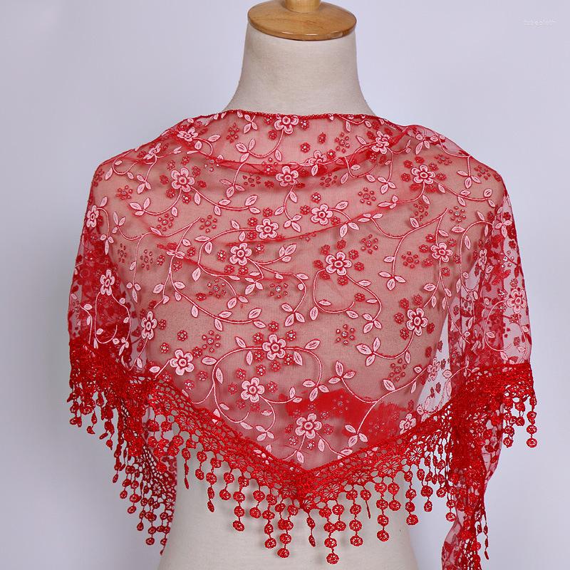 

Scarves Women Triangle Scarf For Prayer Shawl Embroidered Lace Veil Floral Tassel Veils Mantillas The 's Pendant Scarve